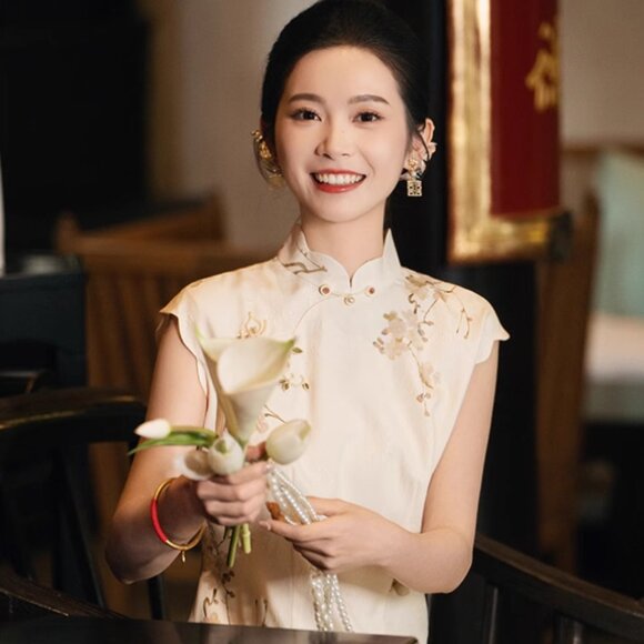 Heyue Huaxing | Xu Luo | New Chinese Style Silk Qipao Dress New with tag - Picture 3 of 10